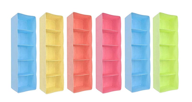 Sprade Plastic Socks Drawer Organizers Storage Box Small MulticolourSet of 6 Pcs - Image 1