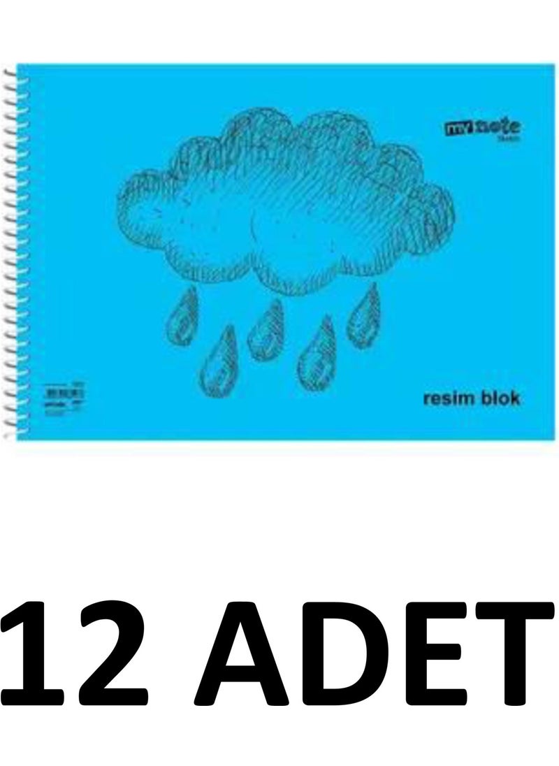 Mynote 12 Pieces Large Size 35X50 cm Drawing Book 30 Sheets Plastic Cover Spiral Mixed Color  - Image 1
