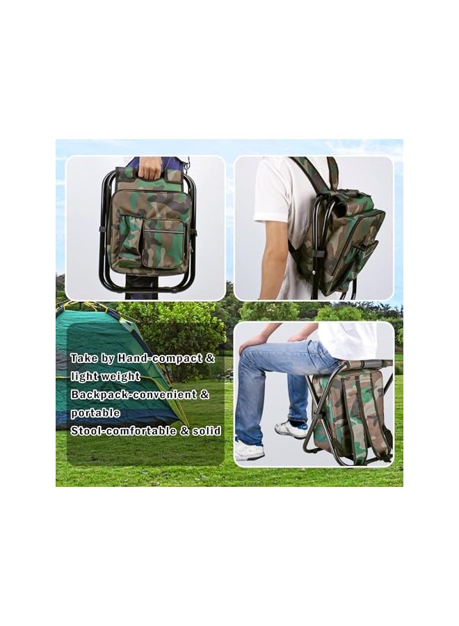 PROMASS Folding Stool Backpack Insulated Cooler Bag, Collapsible Camping Hunting Fishing Multifunction Chair With Front Pocket And Bottle Pocket For Outdoor Events, Hiking, Travel, Beach (Camouflage) - Image 4