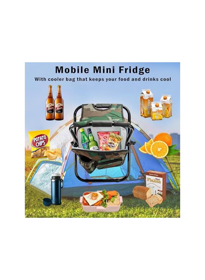 PROMASS Folding Stool Backpack Insulated Cooler Bag, Collapsible Camping Hunting Fishing Multifunction Chair With Front Pocket And Bottle Pocket For Outdoor Events, Hiking, Travel, Beach (Camouflage) - Image 3