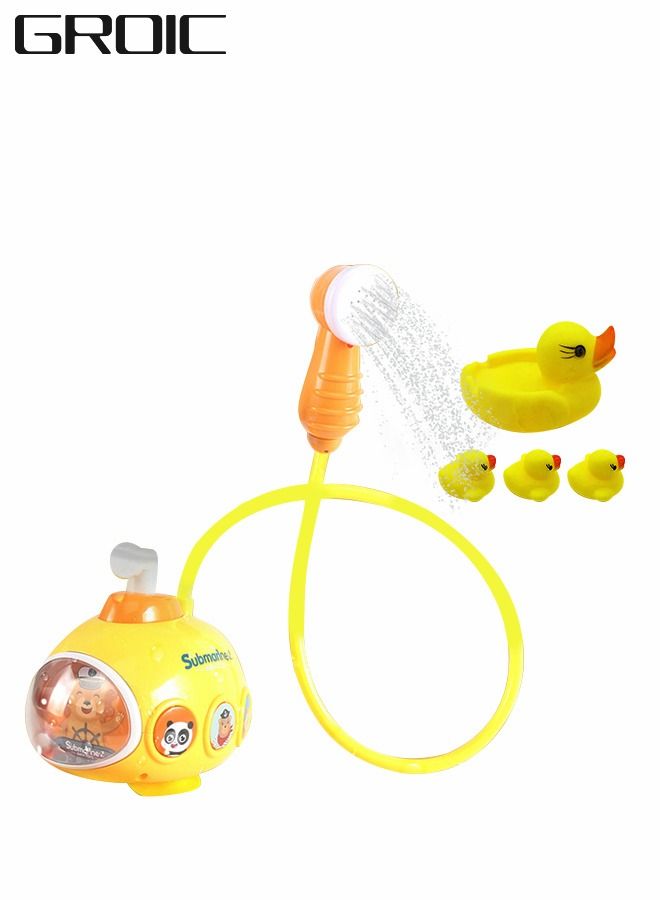 GROIC Automatic Submarine Water Spray Bath Toy with 4pcs Floating Yellow Duck - Image 1