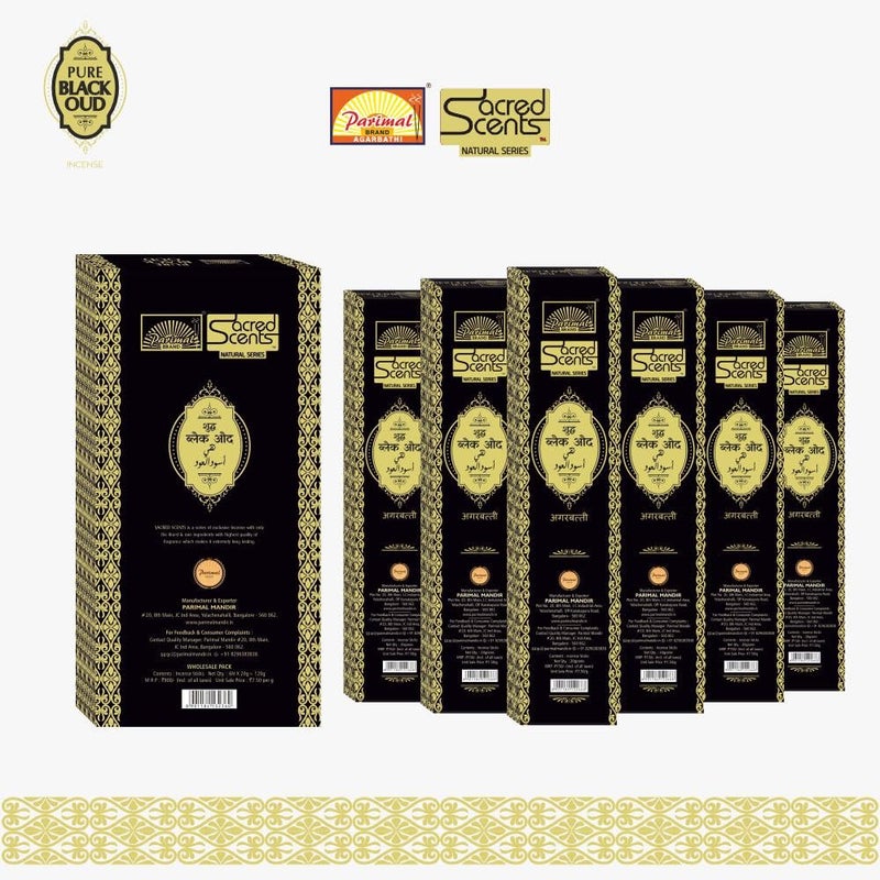 PARIMAL Sacred SCENTS Natural Pure Black Oud Incense Sticks | Pack of 6-20 Grams X 6 = 120 G| Natural |Traditional | Hand-Rolled AGARBATHI - Image 4