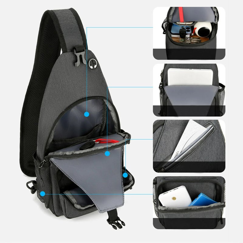 Waterproof Sling Bag Crossbody Chest Bag Samll Travel Hiking Sling Backpack Trendy Crossbody Purse Chest Bag - Image 4