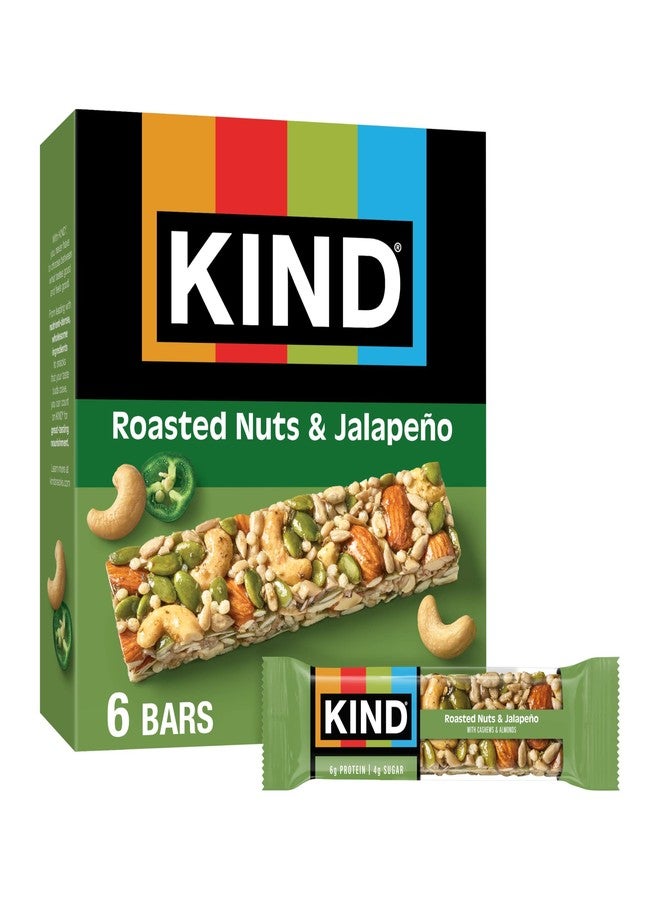 KIND Savory Nut Bars, Roasted Nuts & Jalapeno, Good Source of Fiber, Gluten Free, Low Sugar, 6g Protein, 6 Count - Image 1