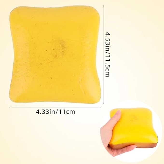 Sinbana Squeeze Bread Toy, 4.53x4.33in/11.5x11cm PU Memory Foam Slow-Rebounded Butter Bread Pinch Toy for Office School Lessening Restlessness and Calming Down - Image 2