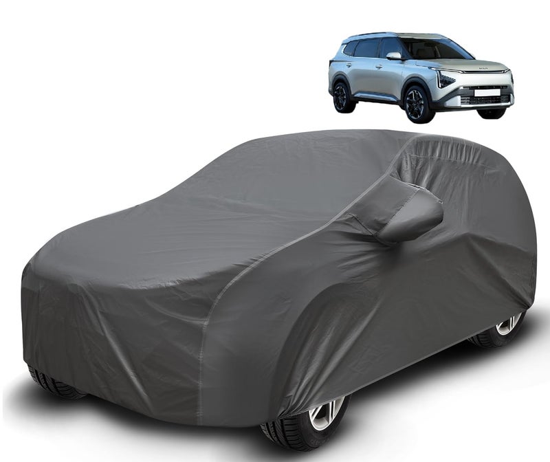 Auto Hub Waterproof Car Cover Compatible with Kia Carens Clavis with Mirror Pocket and Soft Cotton Lining, Carens Clavis Car Cover Waterproof, Grey - Image 1
