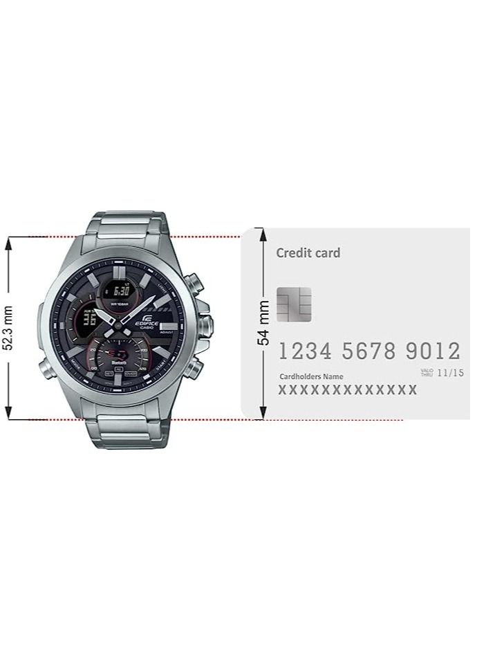 Casio men's watch edifice smartphone link digital analog black dial stainless steel band ecb-30d-1adf. - Image 4