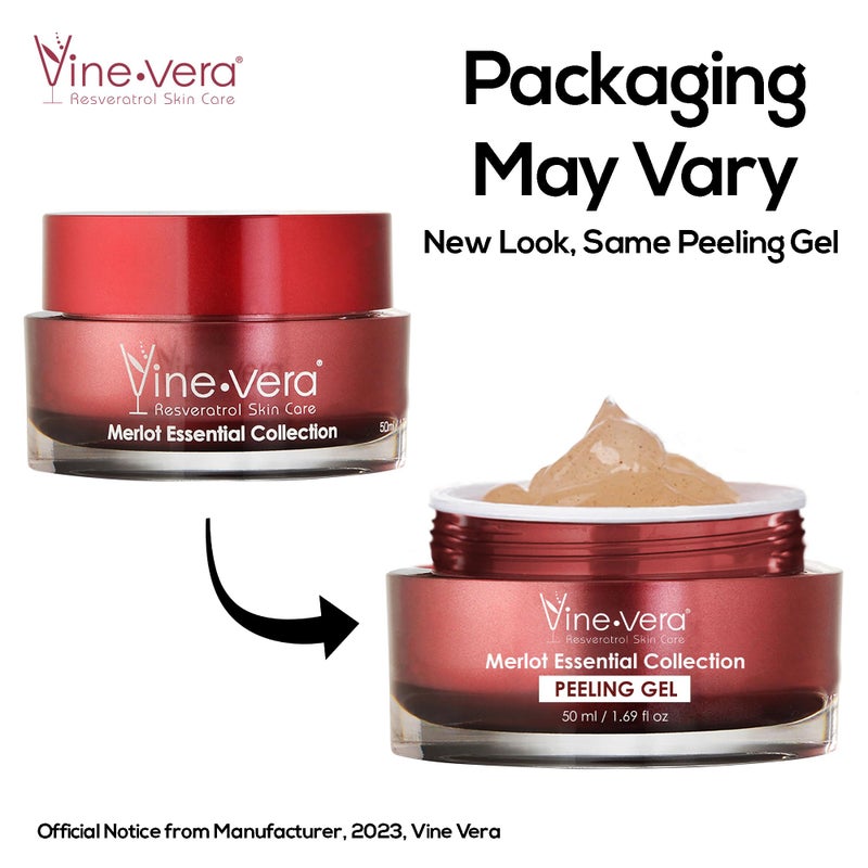 Vine Vera Merlot Facial Peeling Gel - Face and Body Scrub - Exfoliating Gel for Dry, Sensitive, Mature Skin - Face Peel with Resveratrol - 1.69 Fl Oz - Image 2