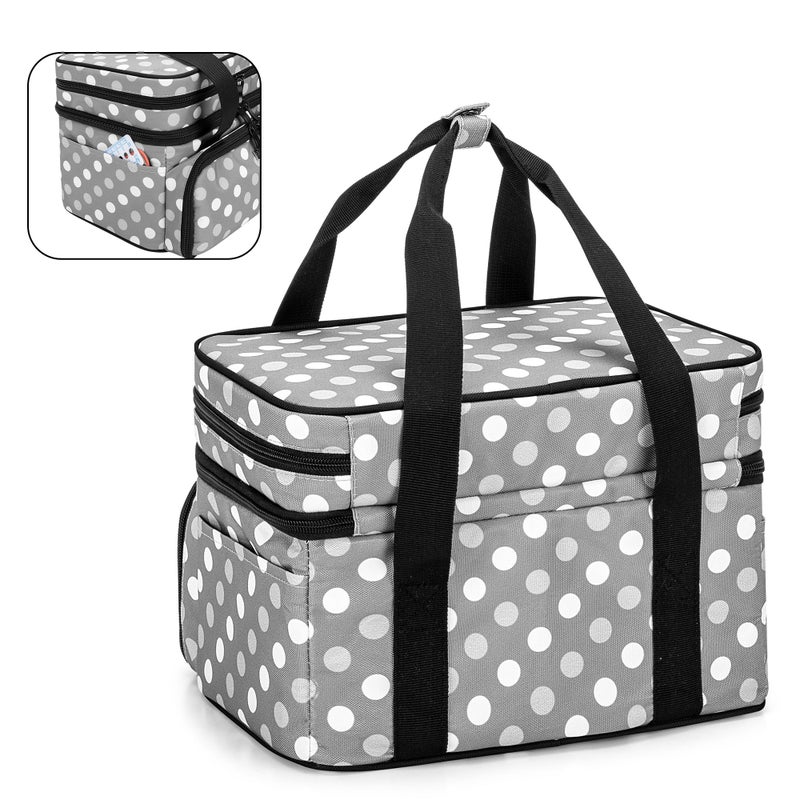 BAFASO Double Layer Sewing Accessories Organizer with 2 Detachable Pouches, Large Sewing Storage Bag for Sewing Tools (Bag ONLY), Polka Dots - Image 5