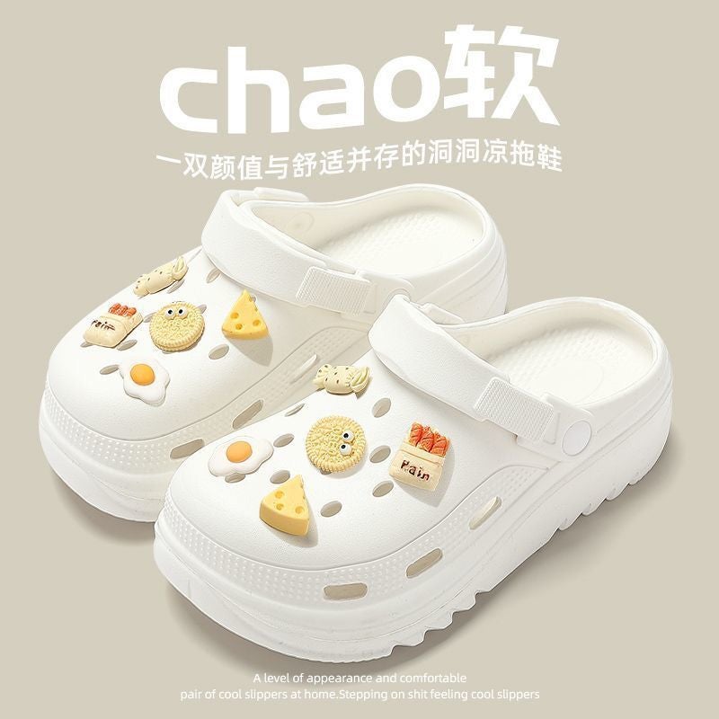 Thick-Soled Croc Shoes Womens Summer Outerwear 2025 New Anti-Slip Anti-Odor Beach Slippers Womens Summer 2406【caramel girl】 - Image 2