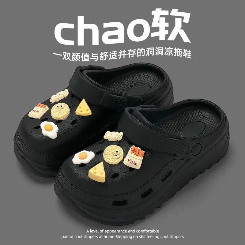 Thick-Soled Croc Shoes Womens Summer Outerwear 2025 New Anti-Slip Anti-Odor Beach Slippers Womens Summer 2406【caramel girl】 - Image 3
