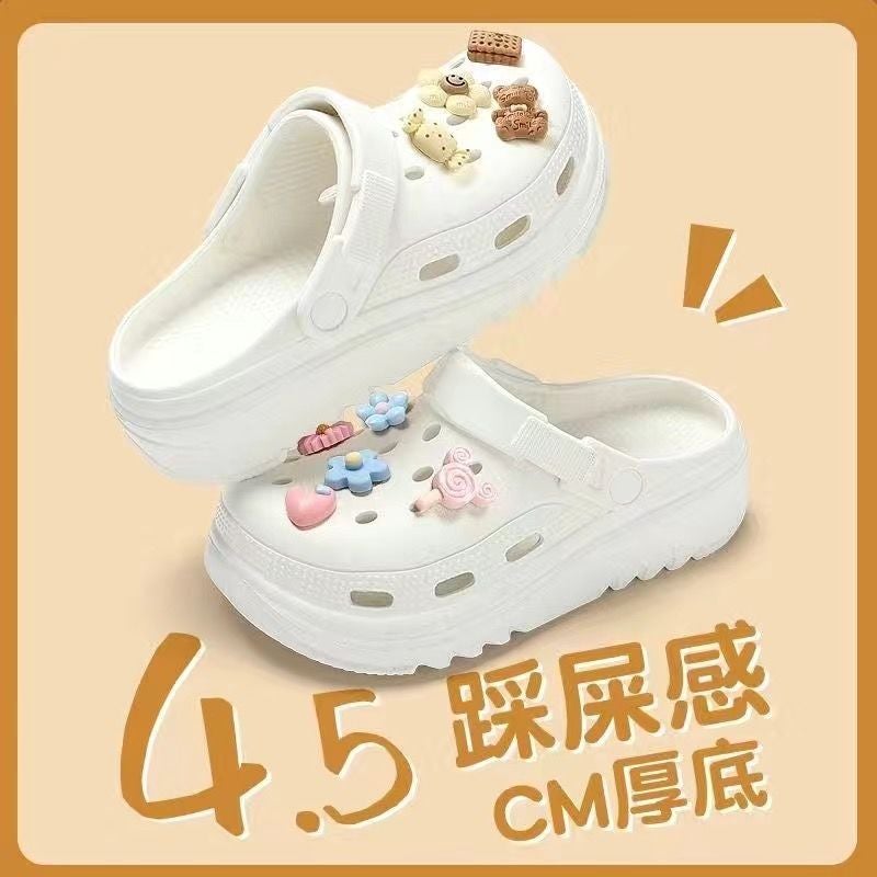 Thick-Soled Croc Shoes Womens Summer Outerwear 2025 New Anti-Slip Anti-Odor Beach Slippers Womens Summer 2406【caramel girl】 - Image 5