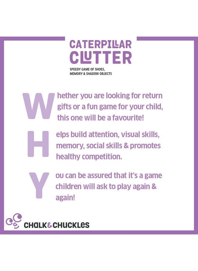 CHALK AND CHUCKLES - Chalk and Chuckles Caterpillar Clutter, Memory Matching Card Game, Age 3-6 Years Old Boys and Girls, Educational Gifts for Kids - Image 1