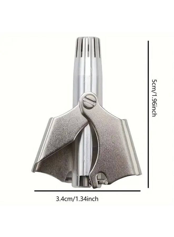 1pc Stainless Steel Manual Nose Hair Trimmer And Ear Hair Clipper Heavy Duty Washable Nasal Shaver With Cleaning Brush Portable For Men And Women Sensitive Beige - Image 5