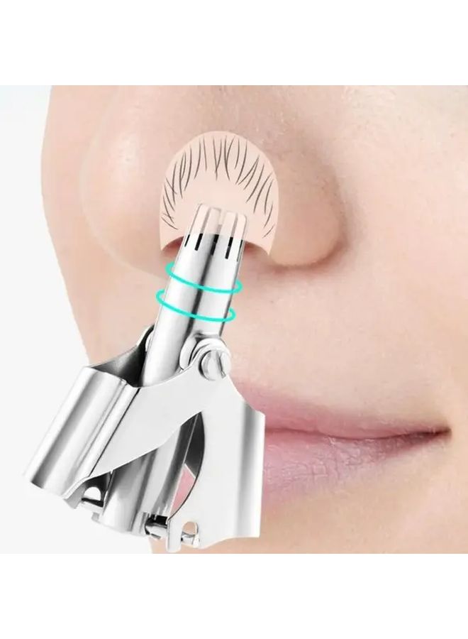 1pc Stainless Steel Manual Nose Hair Trimmer And Ear Hair Clipper Heavy Duty Washable Nasal Shaver With Cleaning Brush Portable For Men And Women Sensitive Beige - Image 1
