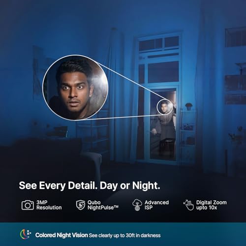 Qubo Smart Cam 360° by Hero Group [2026 Edition]| 3MP Ultra 2K Display | STQC Certified | Color Night Vision | 360° Panoramic Monitoring | 2-Way Talk | AI Person Detection | Cloud & SD Card Support - Image 3