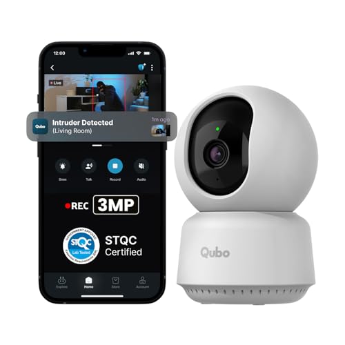 Qubo Smart Cam 360° by Hero Group [2026 Edition]| 3MP Ultra 2K Display | STQC Certified | Color Night Vision | 360° Panoramic Monitoring | 2-Way Talk | AI Person Detection | Cloud & SD Card Support - Image 1