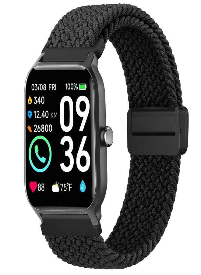 Meliya Magnetic Braided Bands for IDW13,IDW16,IDW19 Smartwatch Bands, 22mm Soft Nylon Replacement Strap for Fitpolo IDW13/Woneligo W13/FITVII HM57, ENOMIR/TOOBUR/MILOUZ/Gydom/Faweio/Veryfit IDW19 Smartwatch for Women Men (Black) - Image 1