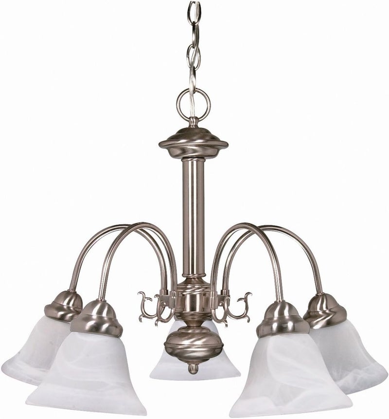 Nuvo Nuvo Lighting Ballerina 5Light Chandelier with Alabaster Glass Bell Shades Brushed Nickel 