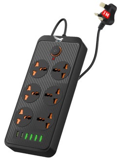 Draxon Power Strips Extension Cord 6 Outlets, Power Socket with 6 USB Ports Universal Charging Socket with 3M Socket  - Image 1