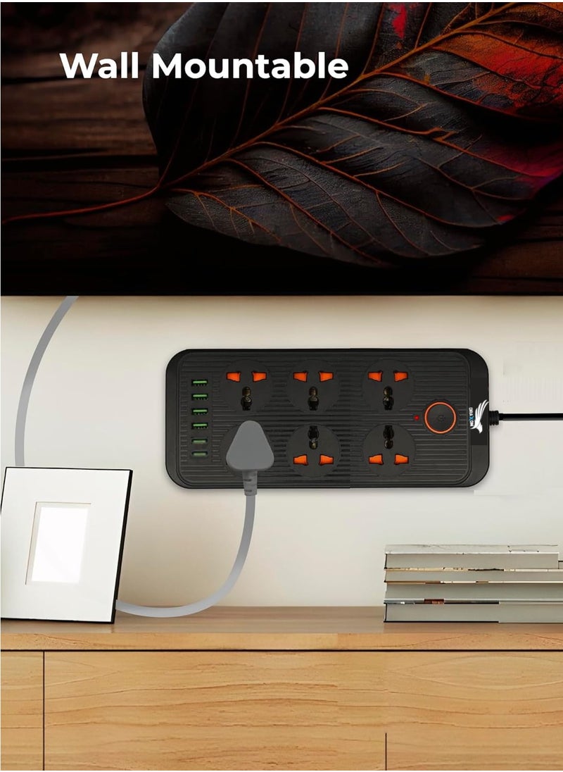 Power Strips Extension Cord 6 Outlets, Power Socket with 6 USB Ports Universal Charging Socket with 3M Socket