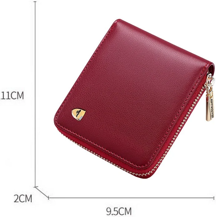 سيبتولفز Victoria Italian Made Genuine Leather Gold Premium Hand Made Zippered Women's Wallet - Women's Card Holder