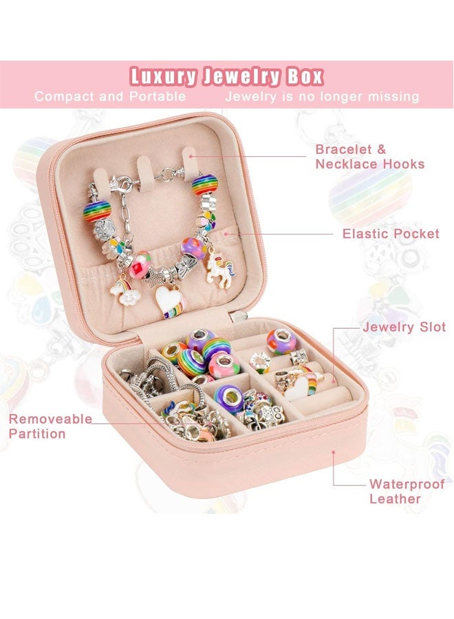 yumee Charm Bracelet Making Kit for Girls (69PCS) - DIY Jewelry Craft Set with Unicorn & Mermaid Charms, Includes Beads, Necklace & Organizer Box, Perfect Gift for Ages 5-12  - Image 3