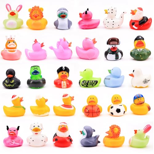 Entervending Rubber Duck Toy Assortment Cute Duckies for Kids 25 Pcs Ducky Playset Bath Toys Rubber Ducks for Beach Pool Goody Bag Stuffers Classroom Prizes Easter Gifts for Kids - Image 1