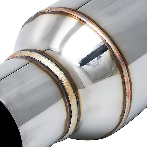 M-AUTO Single Chamber Muffler, 2.5" Inside Inlet and Outlet Universal Stainless Steel Exhaust Muffler Assembly, 16" Overall Length, Black - Image 5