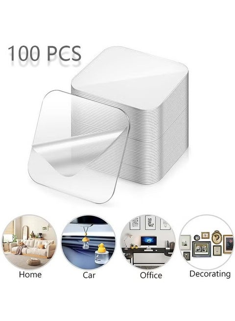 100PCS 6cm*6cm Square Nano Double-Sided Transparent Tape Sticker, Removable Heavy Duty Clear Mounting Tape for Wall Hanging, Carpet, Photo Frame, DIY, Home, Office Supplies