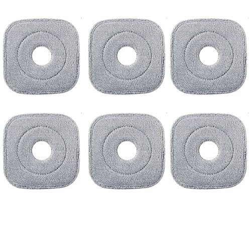 Rinakou 6 Pack 9 Inch Square Microfiber Mop Pad Refill Compatible with True & Tidy SPIN-800 TrueClean Mop M16 Spin Mop and Most Square Spin Mop & Bucket - Image 1