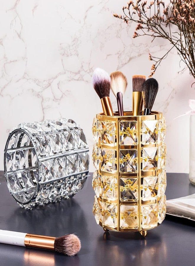 Ruby Face Rubyface Professional 1 Pc Crystal Cosmetic Makeup Brush Storage Holder Organiser Lipstick Pen Storage Box Embellished Stand for Dressing Table Gold - Image 4