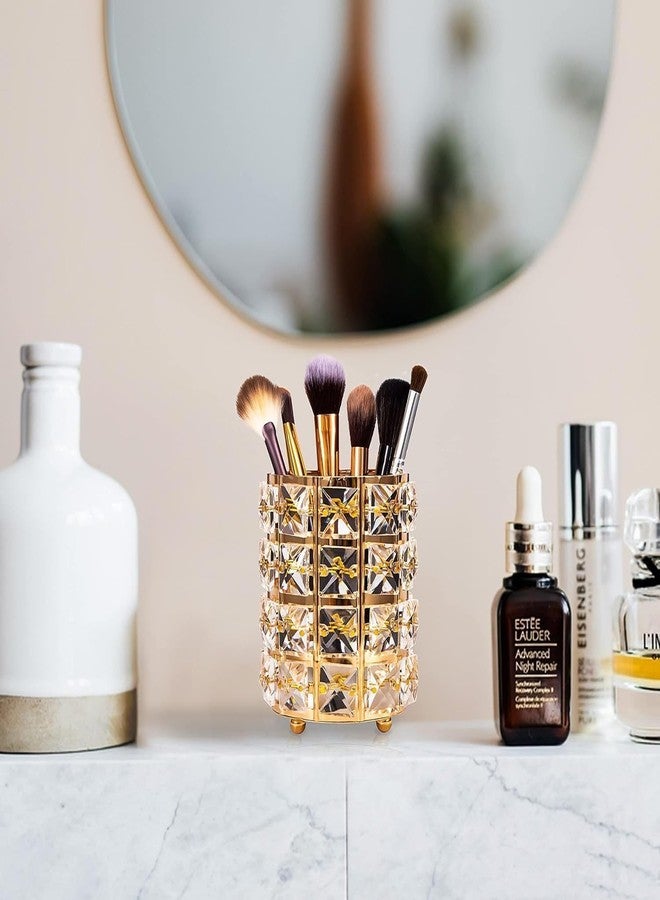Ruby Face Rubyface Professional 1 Pc Crystal Cosmetic Makeup Brush Storage Holder Organiser Lipstick Pen Storage Box Embellished Stand for Dressing Table Gold - Image 5