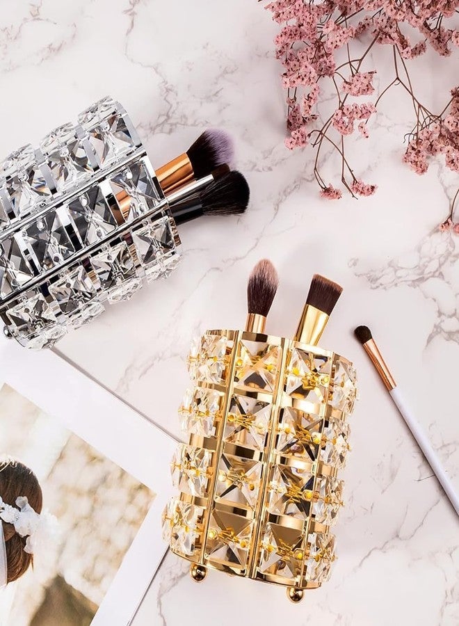 Ruby Face Rubyface Professional 1 Pc Crystal Cosmetic Makeup Brush Storage Holder Organiser Lipstick Pen Storage Box Embellished Stand for Dressing Table Gold - Image 2