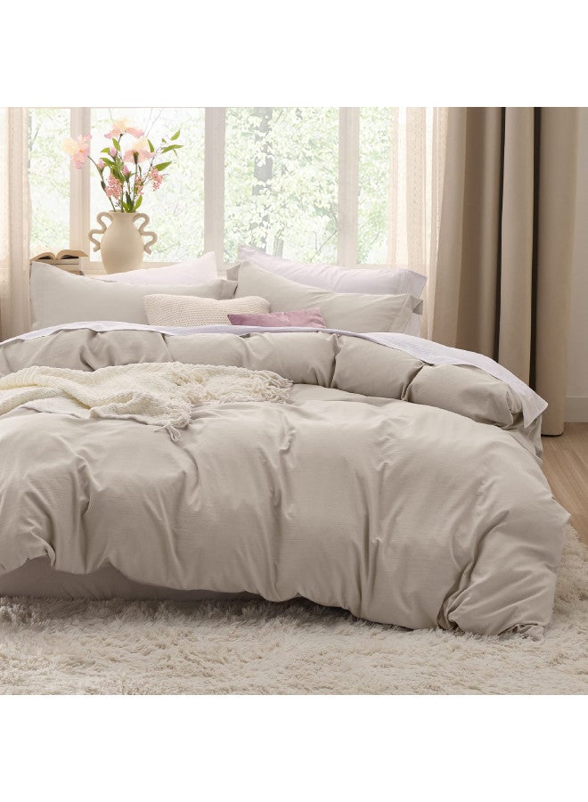 Bedsure Bedsure Linen Oversized King Duvet Cover - Soft Prewashed Oversized King Duvet Cover Set, 3 Pieces, 1 Duvet Cover 120x98 Inches with Zipper Closure and 2 Pillow Shams, Comforter Not Included  - Image 1