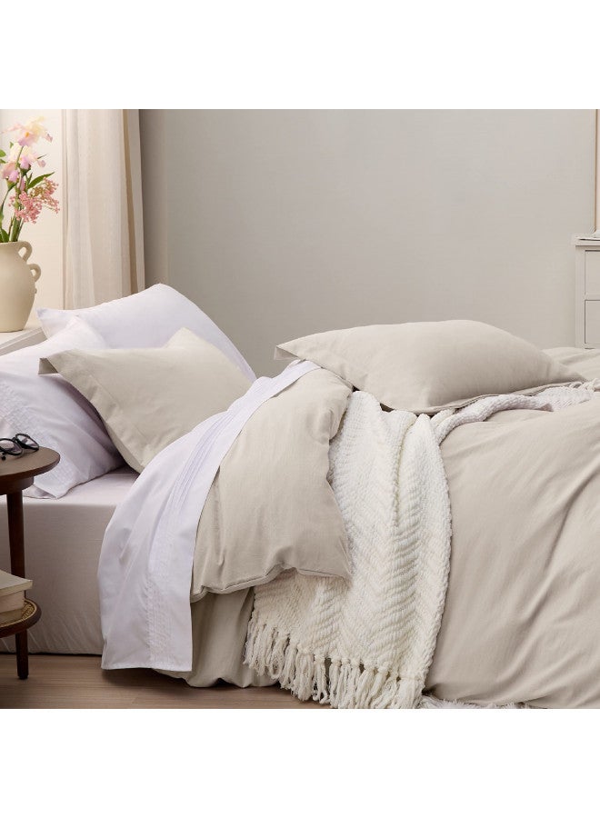 Bedsure Bedsure Linen Oversized King Duvet Cover - Soft Prewashed Oversized King Duvet Cover Set, 3 Pieces, 1 Duvet Cover 120x98 Inches with Zipper Closure and 2 Pillow Shams, Comforter Not Included  - Image 5