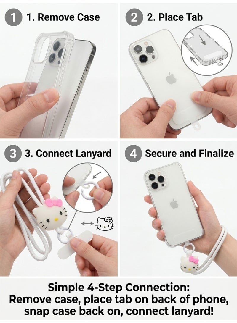 KeyAmor Hello Kitty Phone Strap Lanyard with Card Holder - Cute Neck Strap Phone Charm for Girls and Teens - Badge Holder and Phone Accessories - Image 3