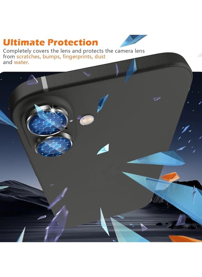 Generic Compatible for iPhone 16/iPhone 16 Plus Camera Lens Protector, One-Step Installation Tray Individual Metal Ring Tempered Glass Cover CD Pattern Case Friendly - Black  - Image 4