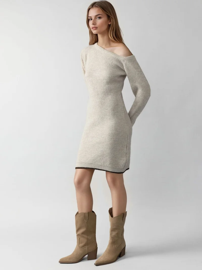 موضتي فستان مضلع بياقة غير متماثلة من ماي فاشن