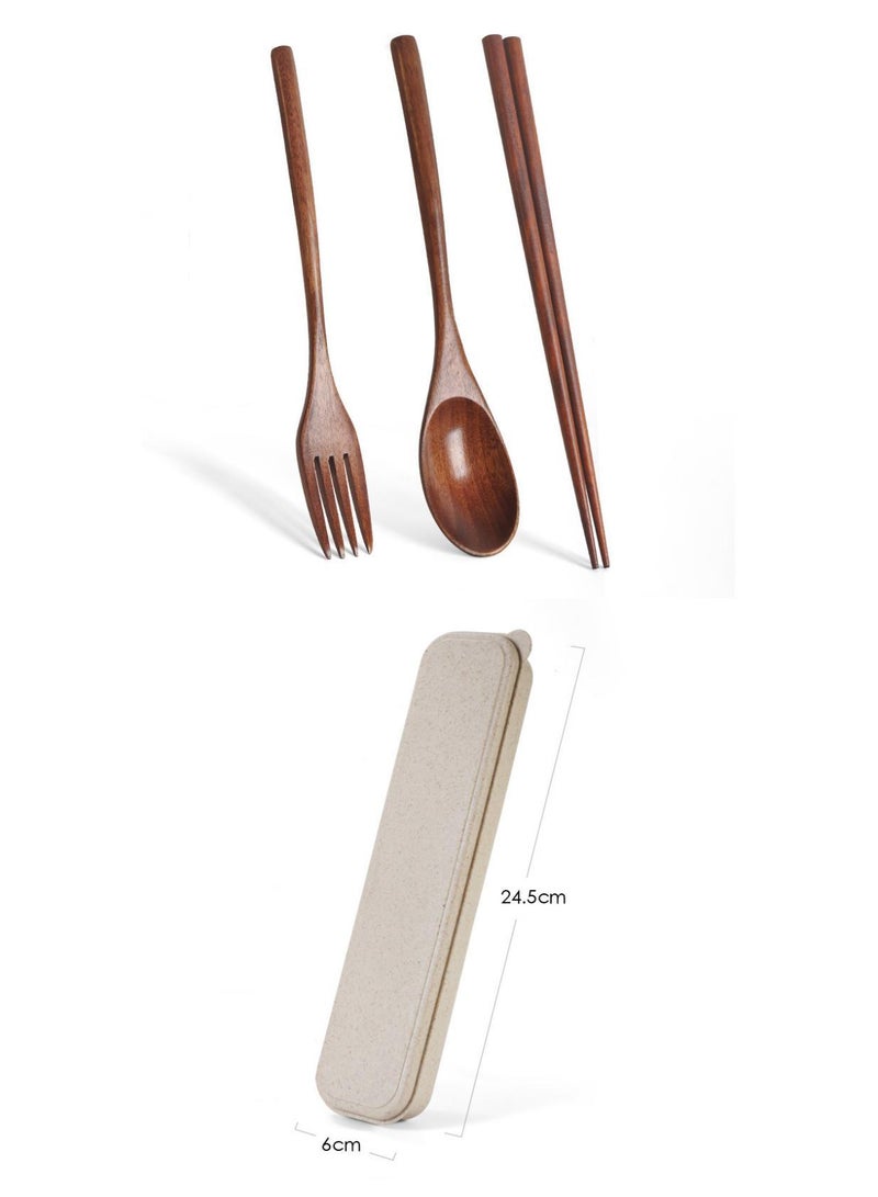 general 4-Piece Long Handled Solid Wood Adult Portable Tableware Set - Image 1