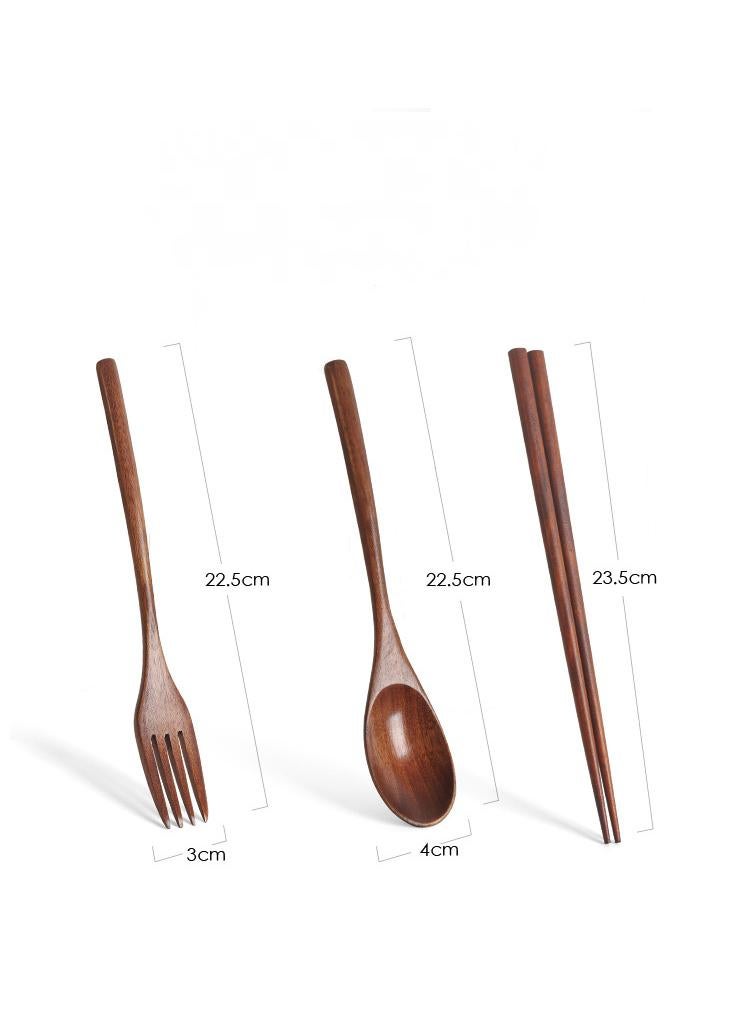 general 4-Piece Long Handled Solid Wood Adult Portable Tableware Set - Image 2