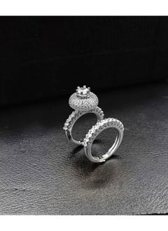 Twins Ring Platinum Plated For Women With Zircon Stone – Silver