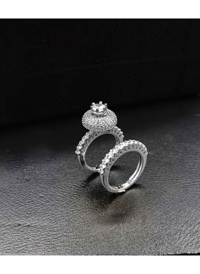 3Diamonds - Twins Ring Platinum Plated For Women With Zircon Stone – Silver - Image 1