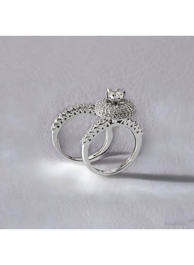 3Diamonds - Twins Ring Platinum Plated For Women With Zircon Stone – Silver - Image 1