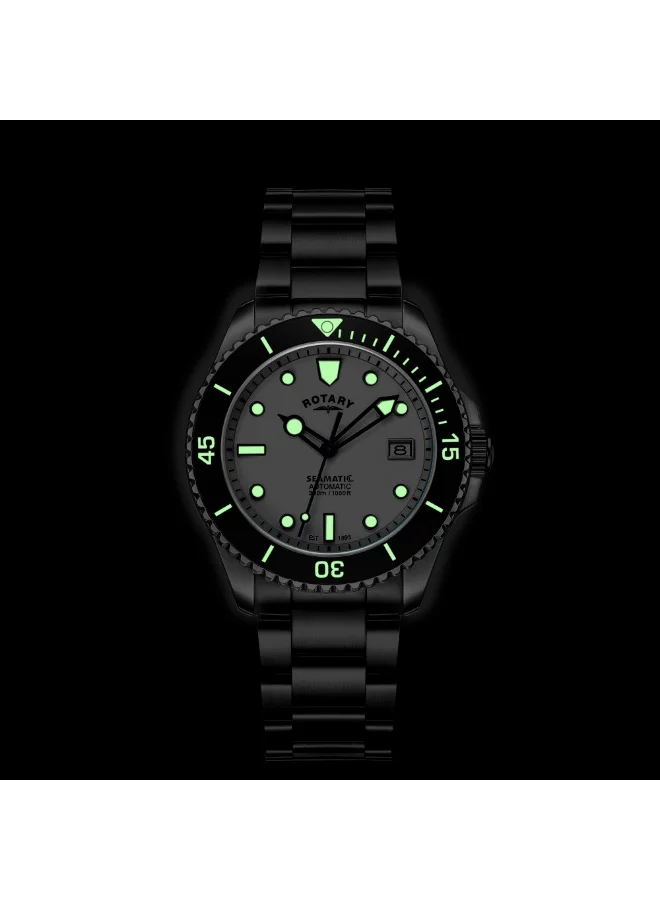Rotary  Rotary Men's Seamatic 300M Water Resistance White Dial Stainless Steel Bracelet Watch - RGB05430/29 for Men | Best Price UAE