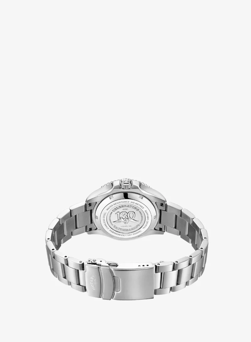 Rotary  Rotary Men's Seamatic 300M Water Resistance White Dial Stainless Steel Bracelet Watch - RGB05430/29 for Men | Best Price UAE