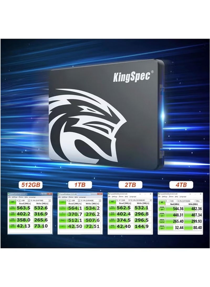 كينجس بيك KingSpec 2TB SATA III SSD 6Gb/s، 2.5 بوصة SATA SSD مع فلاش NAND ثلاثي الأبعاد، محركات أقراص صلبة داخلية ذات حالة صلبة، لأجهزة الكمبيوتر المحمولة وأجهزة الكمبيوتر المكتبية - Image 5