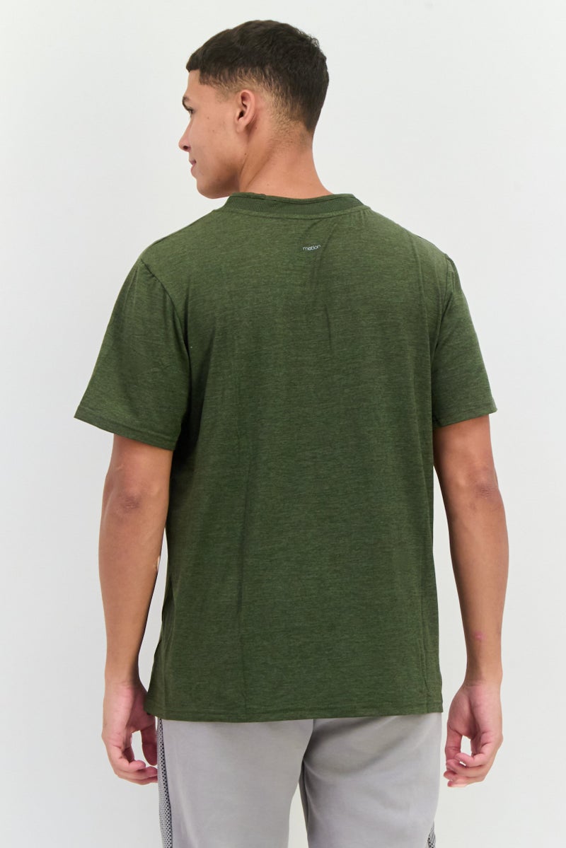 MOTION Men Sportswear Fit Short Sleeve Training T-Shirt, Olive - Image 3