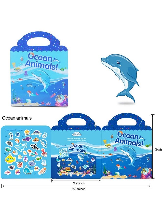 شوكوزون كتاب ملصقات مقاوم للماء قابل لإعادة الاستخدام مكون من 32 ملصقًا للأطفال بعمر سنتين من الأولاد والبنات، كتاب تعليمي للأطفال في مرحلة ما قبل المدرسة (حيوانات المحيط)، بولي فينيل كلوريد - Image 3
