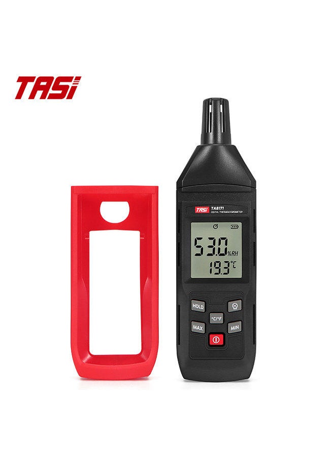 TASI TA8171 Handheld Temperature and Humidity Meter Thermo-Hygrometer Temperature and Humidity Measurement Tester -10℃~50℃ 5%RH~98%RH with Backlight LCD ℃/℉ Conversion
